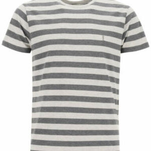 SAINT LAURENT STRIPED T-SHIRT S Grey Cotton