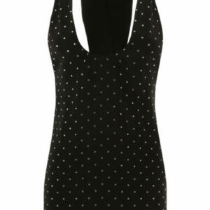 SAINT LAURENT STUDDED MINI DRESS 36 Black, Silver