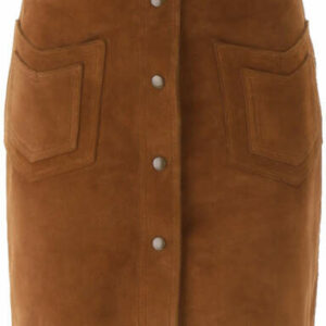SAINT LAURENT SUEDE MINI SKIRT 36 Brown Leather