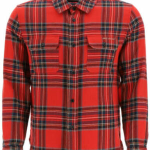 SAINT LAURENT TARTAN FLANNEL SHIRT 40 Red, Blue, White Wool, Cotton