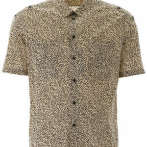 SAINT LAURENT TIGER PRINT COTTON SHIRT 40 Black, Beige Cotton