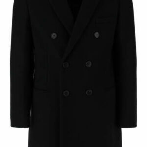 SAINT LAURENT WOOL COAT 48 Black Wool