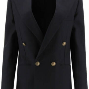 SAINT LAURENT WOOL GABARDINE BLAZER 38 Blue Wool