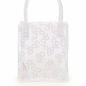 SAKS POTTS MOB BAG SMALL TOTE WITH MONOGRAM PRINT OS White