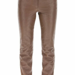 SAKS POTTS ROSITA TROUSERS IN MONOGRAM LEATHER 1 Brown Leather