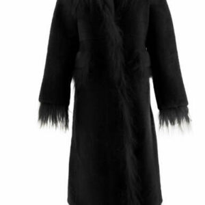 SAKS POTTS SHEARLING COAT 2 Black Leather, Fur