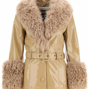 SAKS POTTS SHORTY JACKET IN SHINY LEATHER 1 Beige Leather, Fur