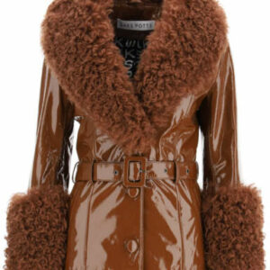 SAKS POTTS SHORTY JACKET IN SHINY LEATHER 1 Brown Leather, Fur