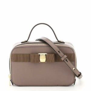 SALVATORE FERRAGAMO NEW VARA CAMERA BAG OS Grey, Brown Leather