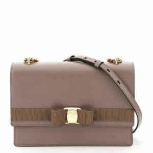 SALVATORE FERRAGAMO VARA NEW SHOULDER BAG OS Brown, Grey Leather