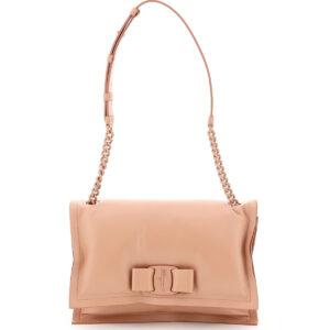 SALVATORE FERRAGAMO VIVA BOW PADDED BAG OS Pink, Beige, Orange Leather