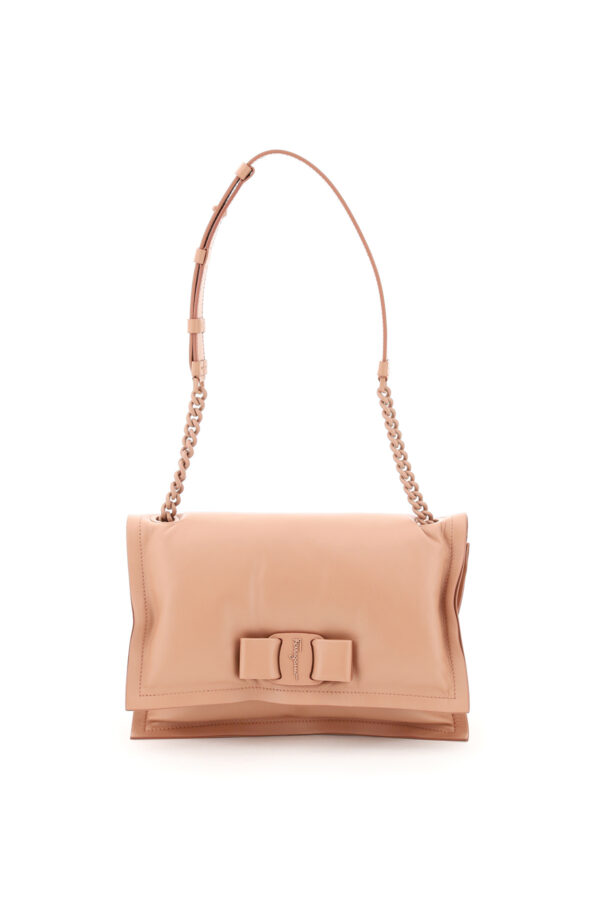 SALVATORE FERRAGAMO VIVA BOW PADDED BAG OS Pink, Beige, Orange Leather