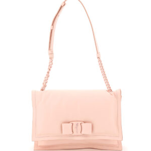 SALVATORE FERRAGAMO VIVA BOW PADDED BAG OS Pink Leather