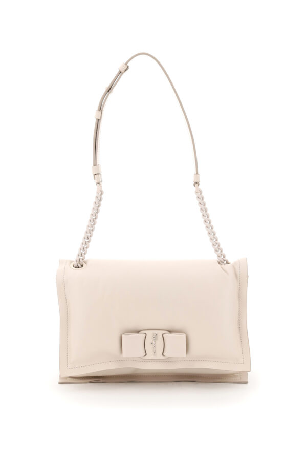 SALVATORE FERRAGAMO VIVA BOW PADDED BAG OS White, Beige Leather