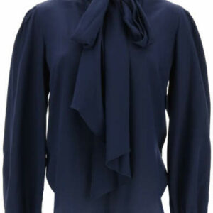 SEE BY CHLOE BLOUSE WITH LAVALLIERE 36 Blue Silk