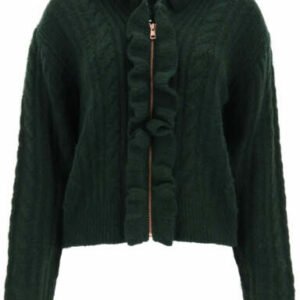 SEE BY CHLOE CARDIGAN WITH ZIP AND RUFFLES M Green