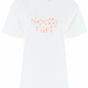 SEE BY CHLOE LOGO PRINT T-SHIRT XS White Cotton