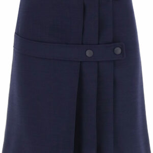 SEE BY CHLOE MINI WRAP SKIRT WITH PLEAT 38 Blue Wool
