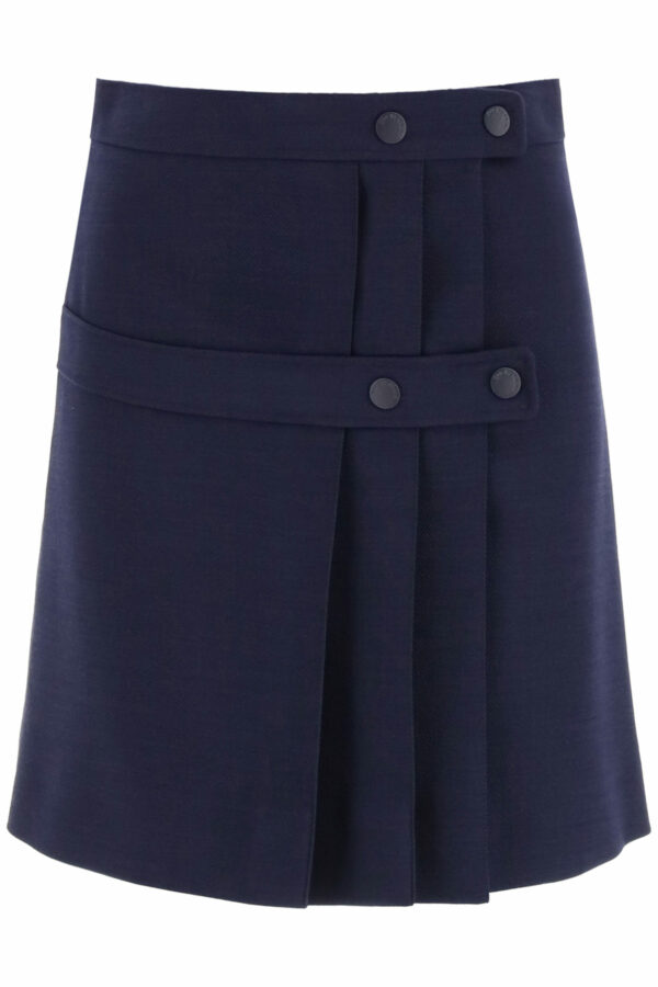 SEE BY CHLOE MINI WRAP SKIRT WITH PLEAT 38 Blue Wool