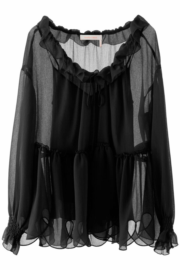 SEE BY CHLOE OVERSIZED RUFFLED BLOUSE 40 Black