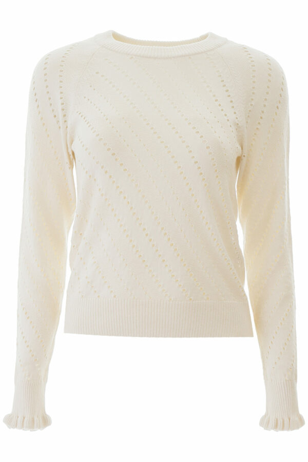 SEE BY CHLOE PERFORATED SWEATER XS White Cotton