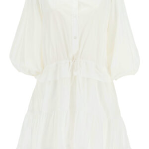 SEE BY CHLOE POPLIN DRESS WITH RUFFLES AND LOGO EMBROIDERY 34 White Cotton