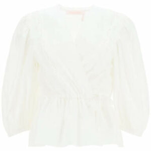 SEE BY CHLOE SHIRT WITH SANGALLO LACE 34 White Cotton