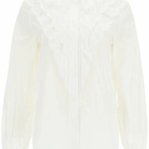 SEE BY CHLOE SHIRT WITH SANGALLO LACE RUFFLES 34 White Cotton