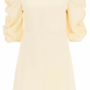 SEE BY CHLOE SHORT DRESS WITH GATHERED SLEEVES 34 Beige