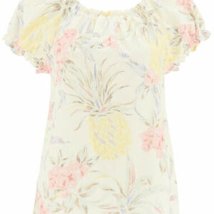 SEE BY CHLOE SPRING FRUITS PRINT TOP 34 White, Yellow, Pink Linen