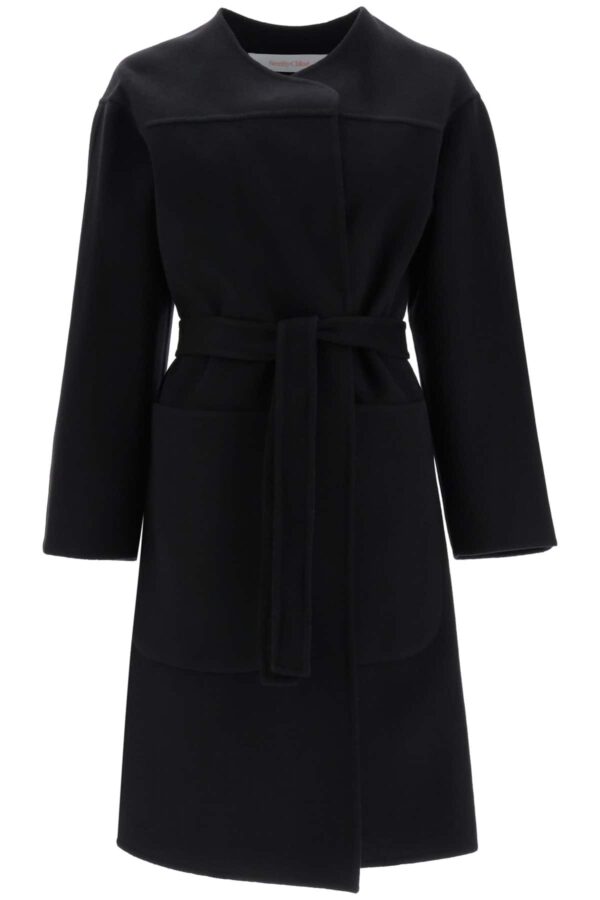 SEE BY CHLOE WRAP COAT 38 Black Wool, Cashmere