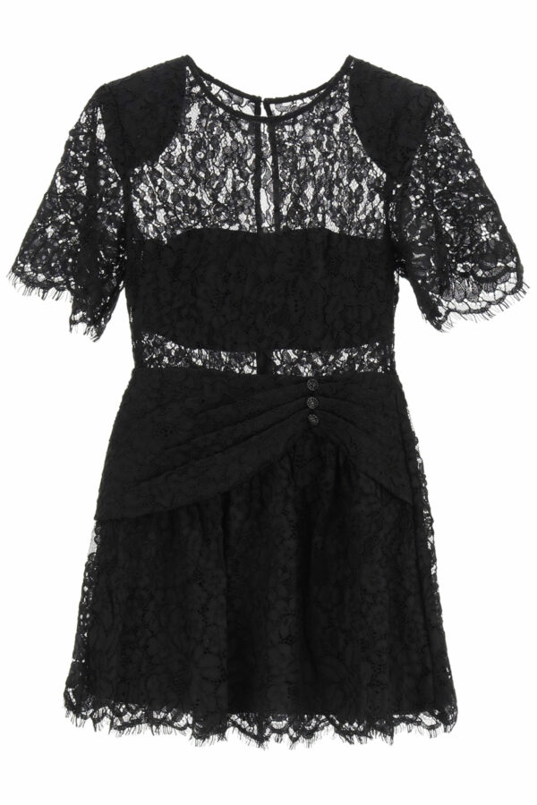 SELF PORTRAIT LACE MINI DRESS 6 Black Cotton