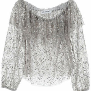 SELF PORTRAIT SEQUINED OFF-SHOULDER TOP 10 Grey, Silver