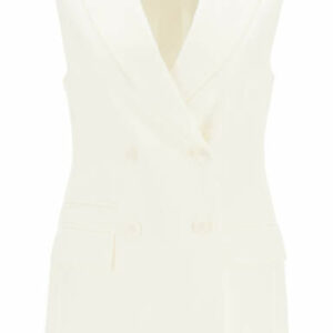 SPORTMAX DOUBLE-BREASTED WAISTCOAT 38 White Cotton