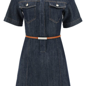 SPORTMAX Denim Mini Dress 38 Blue Cotton, Denim