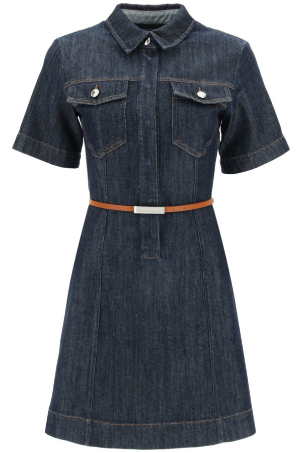 SPORTMAX Denim Mini Dress 38 Blue Cotton, Denim