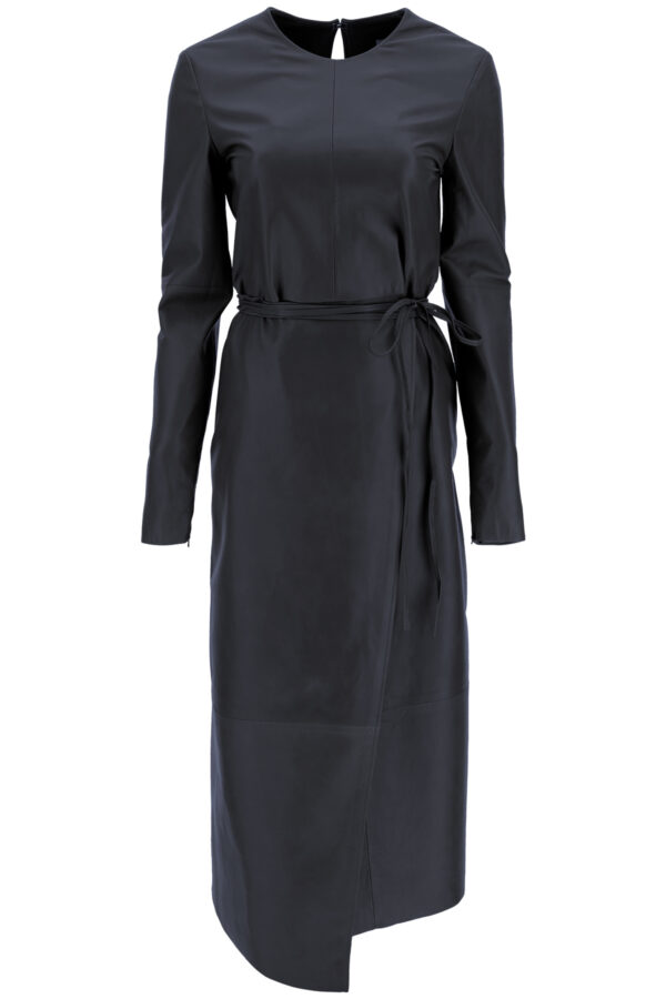 SPORTMAX NAPPA MIDI DRESS 42 Blue Leather