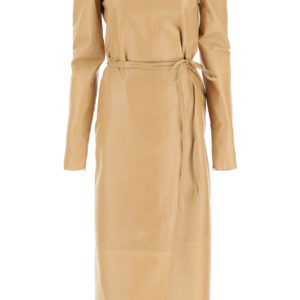 SPORTMAX NAPPA MIDI DRESS 42 Brown Leather