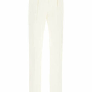 SPORTMAX TAILORED TROUSERS WITH PLEATS 38 White Cotton