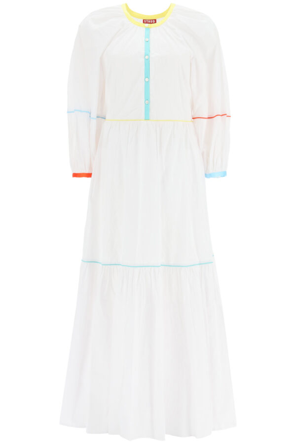 STAUD DEMI COTTON DRESS WITH PIPING 2 White Cotton