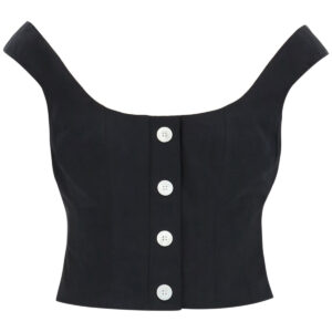 STAUD RETTA CROPPED TOP 2 Black Cotton