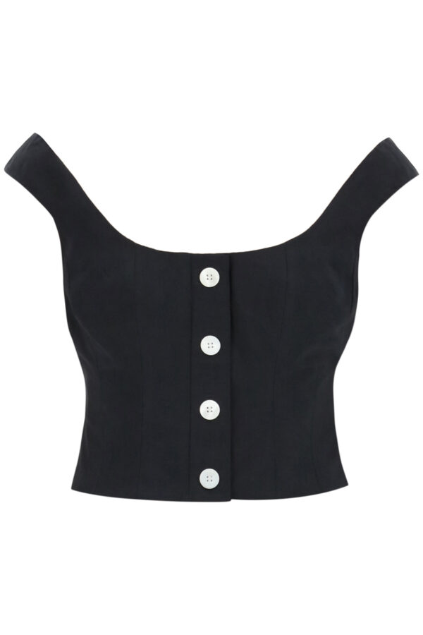 STAUD RETTA CROPPED TOP 2 Black Cotton