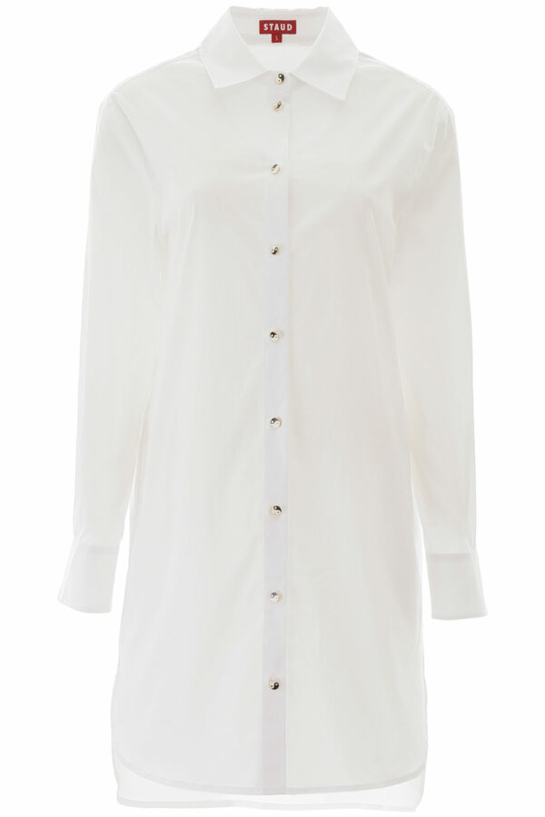 STAUD SHIRT DRESS S White Cotton