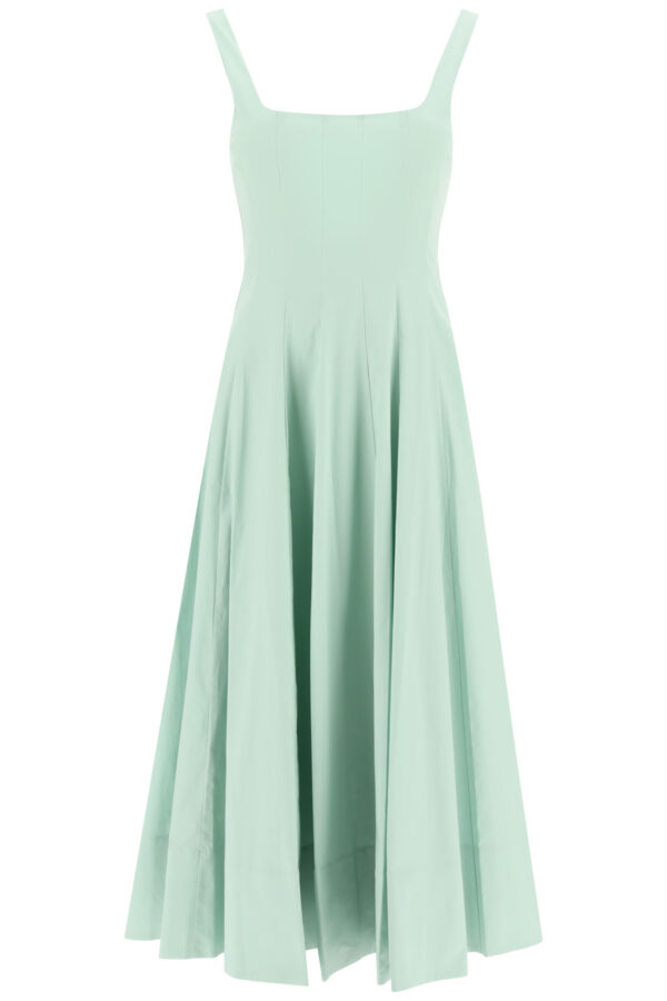 STAUD WELLS MIDI DRESS 2 Green Cotton