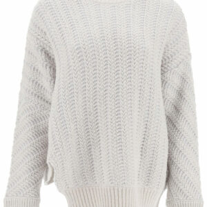 STELLA McCARTNEY ASYMMETRICAL HERRINGBONE SWEATER 40 Grey Wool