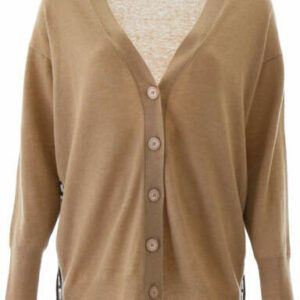 STELLA McCARTNEY CARDIGAN WITH LOGO BANDS 38 Beige, Black, White Wool