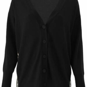 STELLA McCARTNEY CARDIGAN WITH LOGO BANDS 40 Black Wool