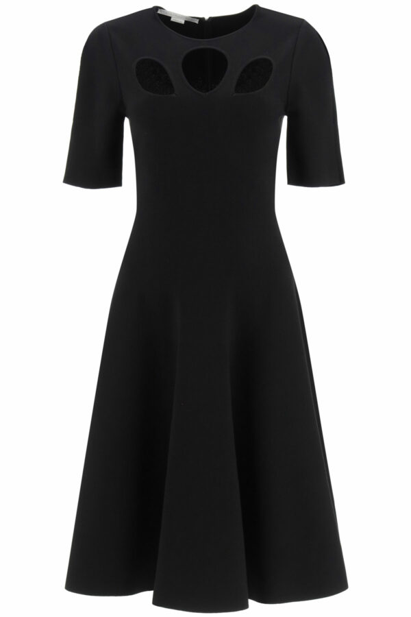 STELLA McCARTNEY COMPACT KNIT MIDI DRESS 36 Black