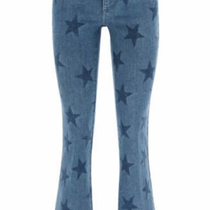 STELLA McCARTNEY CROP FLARE JEANS WITH STARS PRINT 26 Blue Cotton, Denim