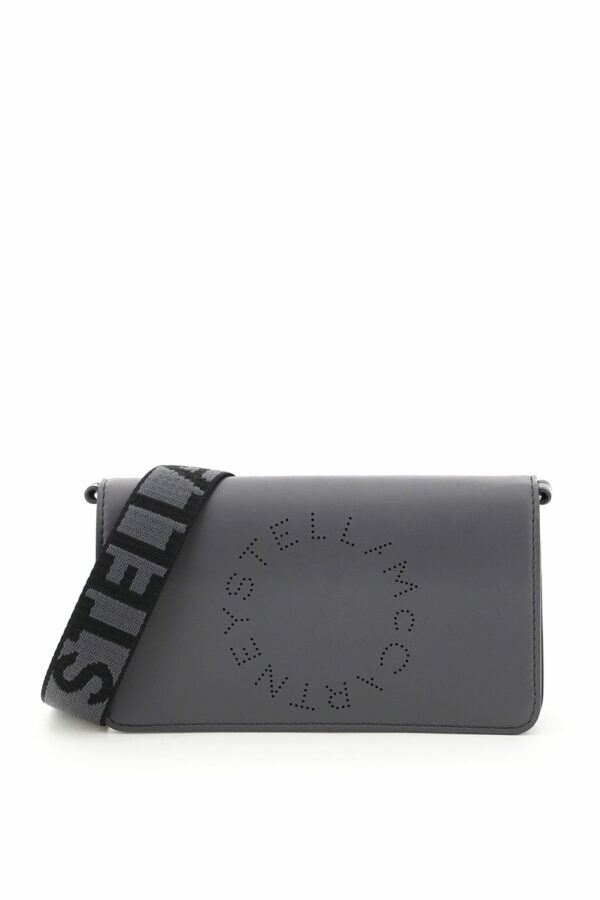 STELLA McCARTNEY CROSSBODY MINI BAG STAR LOGO STUDS OS Grey, Black Faux leather